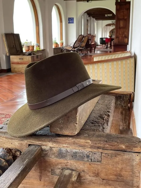 100% Wool Felt Australian Hat for Women Men Crushable Waterproof Nubuck Leather Band | Outback Cowboy Cowgirl