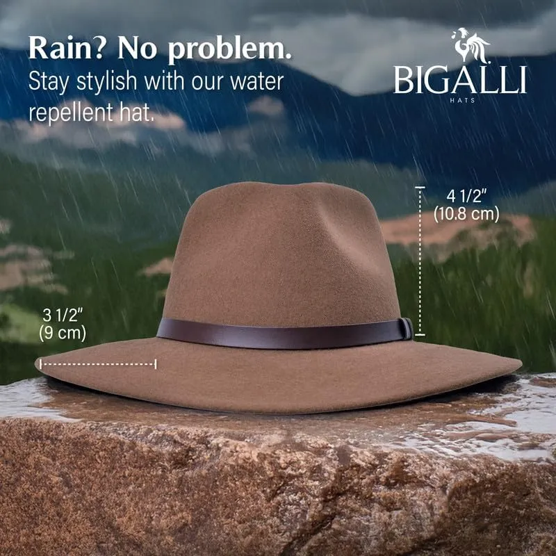 100% Wool Felt Australian Hat for Women Men Crushable Waterproof Nubuck Leather Band | Outback Cowboy Cowgirl