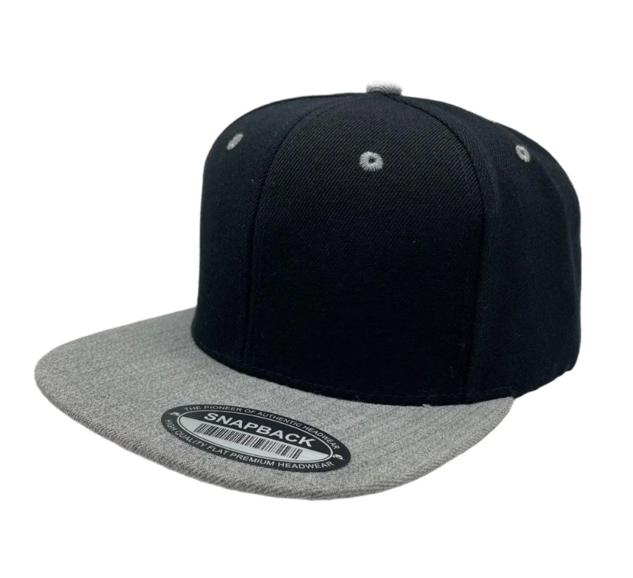 12 Pack Snapback Hat Cap - Wool Blend, Flat Bill
