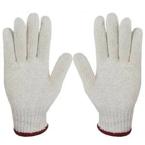 12 Pairs / 24 Pcs White Maroon Yarn Gloves Multi Purpose Non Slip Durable Garden