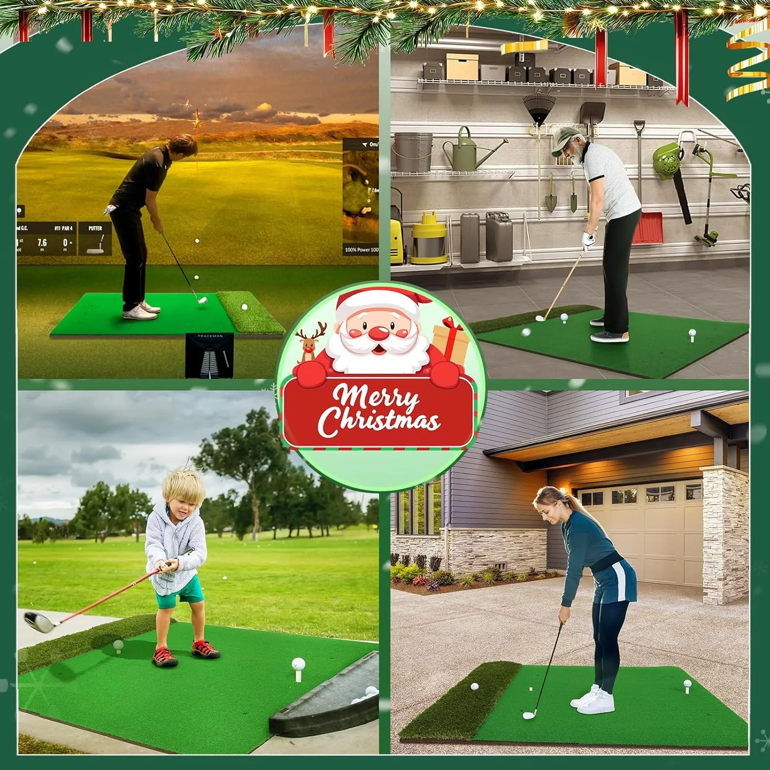 5x4ft Golf Hitting Mat with Multi-Turf Design - Switchable Swing/Chipping/Driving Surface - High-Density PP Turf & EVA Non-Slip Base - Golf Simulator Compatible for Indoor/Outdoor (All Levels)
