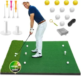 5x4ft Golf Hitting Mat with Multi-Turf Design - Switchable Swing/Chipping/Driving Surface - High-Density PP Turf & EVA Non-Slip Base - Golf Simulator Compatible for Indoor/Outdoor (All Levels)