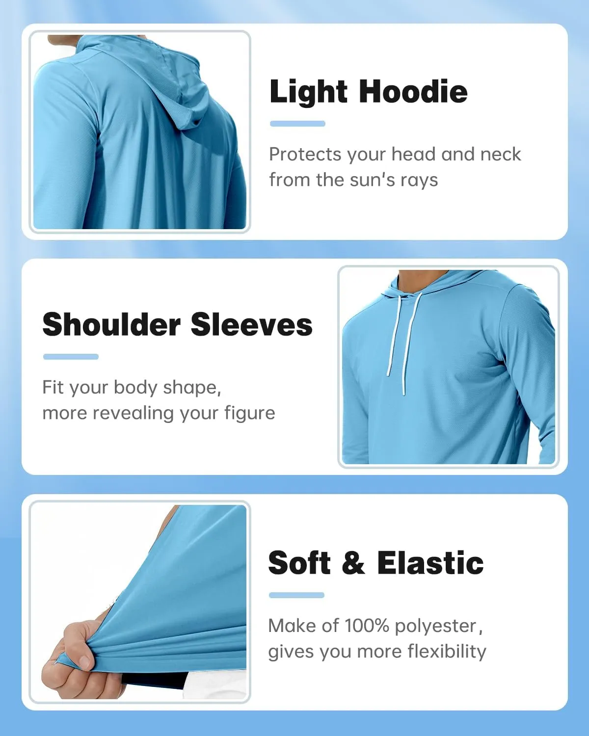 AIMPACT Men's Sun Protection Shirts UV SPF UPF 50  Long Short Sleeve Hoodie Rash Guard Fishing Swimming Shirt Lightweight