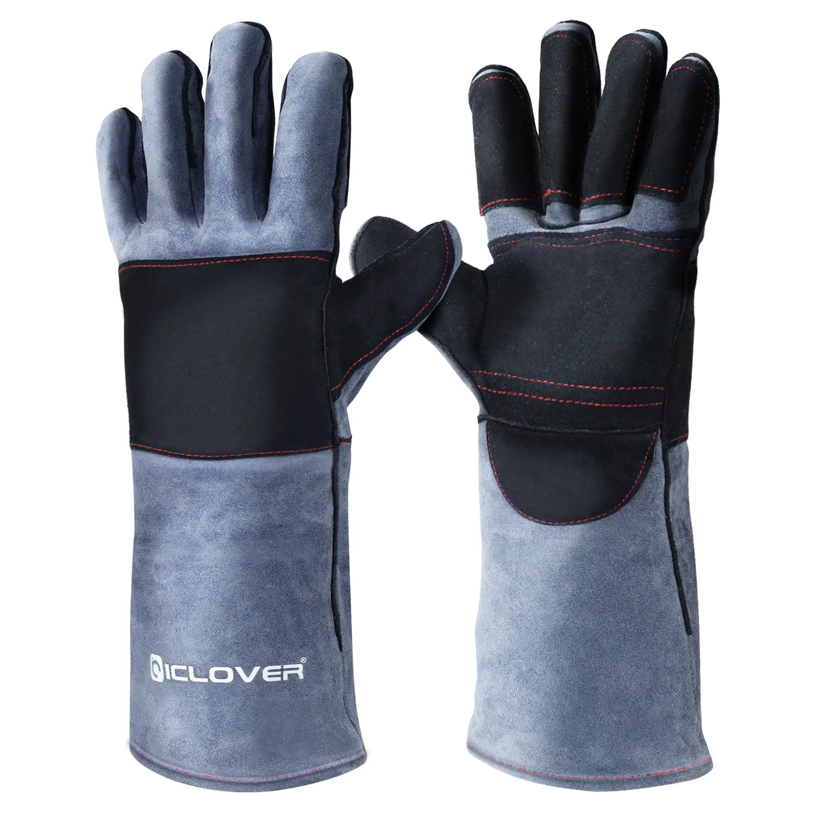 Animal Handling Gloves-IC ICLOVER Snake Bite Proof Gloves Kevlar Reinforced Leather Padding Palm & fingers for Snake Reptile Bird Handling Cat Dog Training, Anti Bite Animal Protection Gloves -16inch