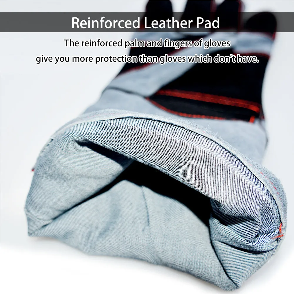 Animal Handling Gloves-IC ICLOVER Snake Bite Proof Gloves Kevlar Reinforced Leather Padding Palm & fingers for Snake Reptile Bird Handling Cat Dog Training, Anti Bite Animal Protection Gloves -16inch
