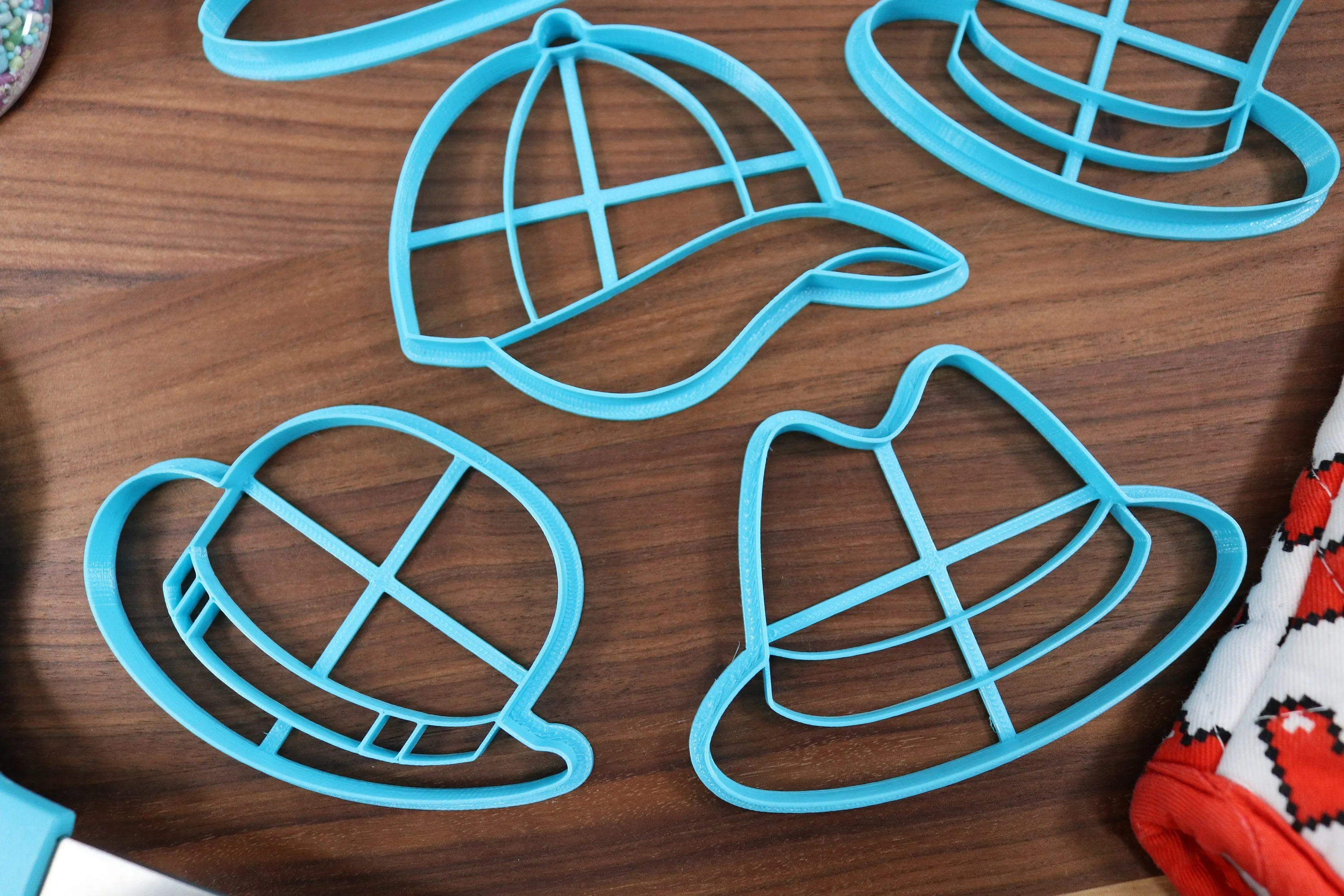 Assorted Hats Cookie Cutters - Baseball Cap, Bowler Hat, Fedora, Safari Hat, Top Hat