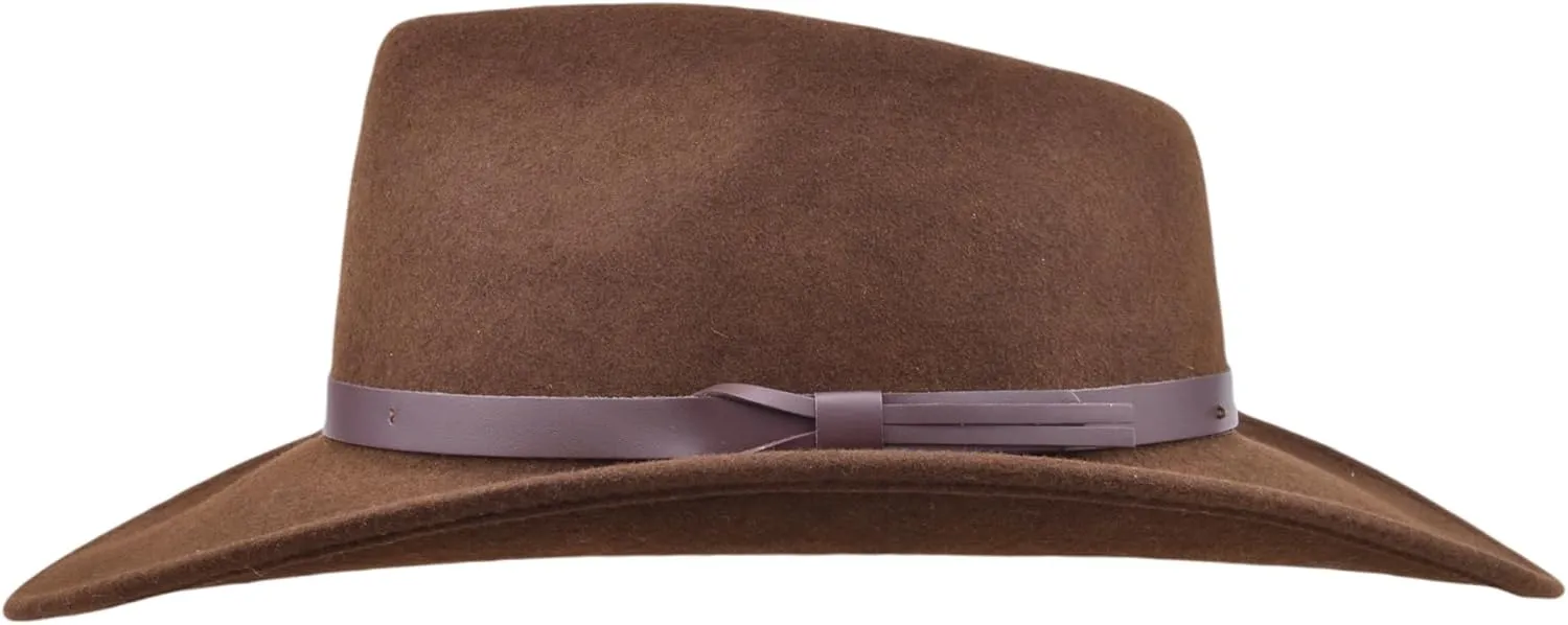 Bigalli Melbourne Wool Felt Fedora Hat for Women/Men Cowboy Hat Crushable Teardrop Winter Fall Hat | Mens Safari Hat