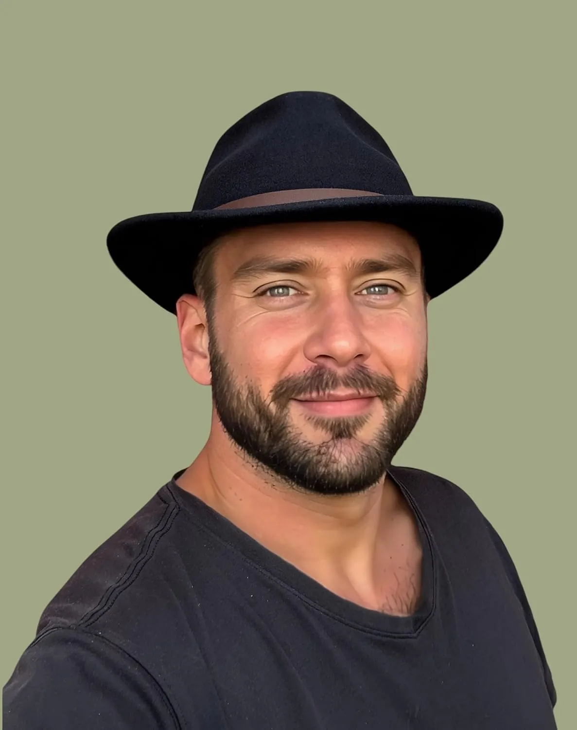 Black Crushable Wool Felt Mens Fedora Outback Western Outdoor Hat