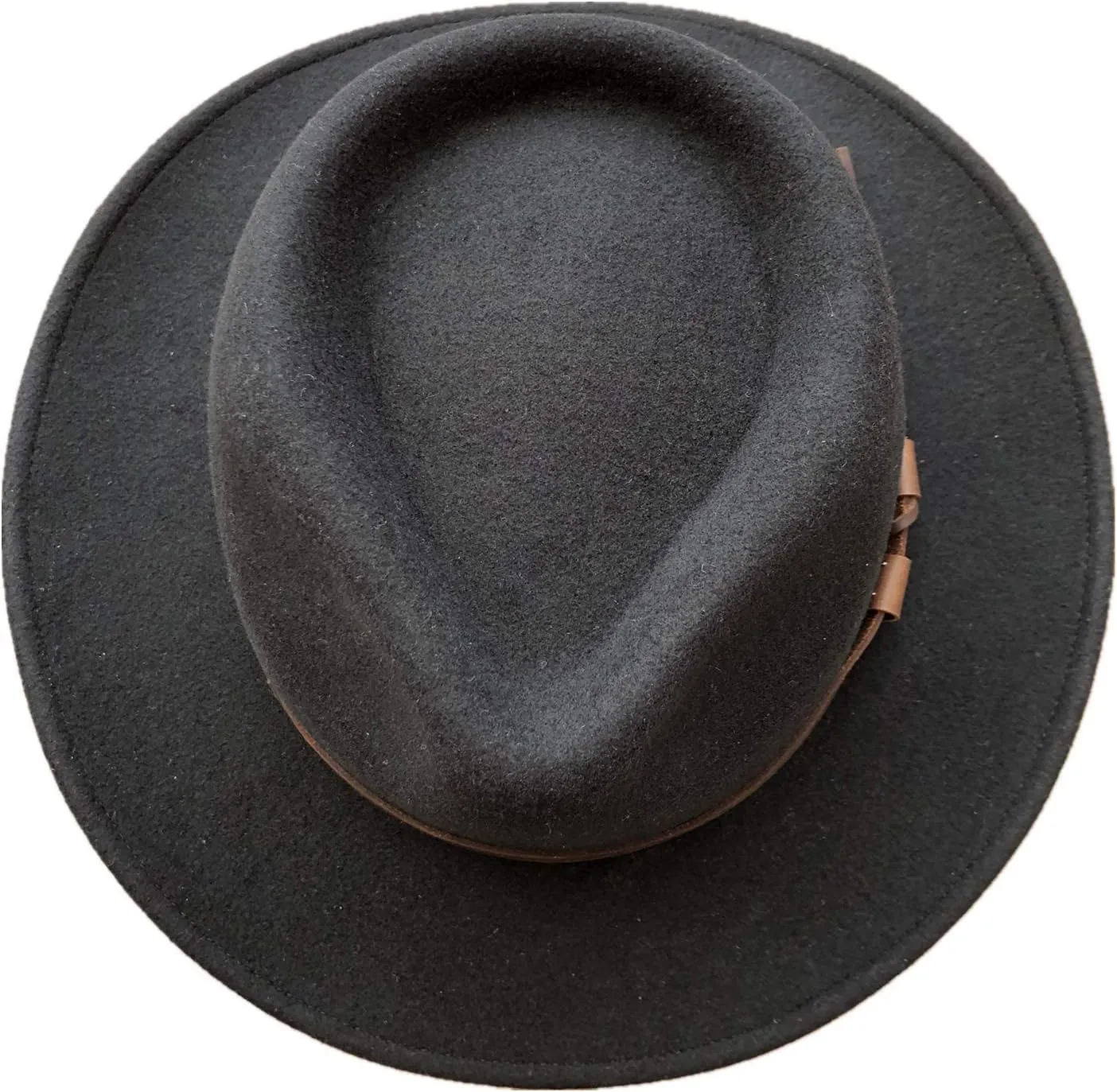 Black Crushable Wool Felt Mens Fedora Outback Western Outdoor Hat