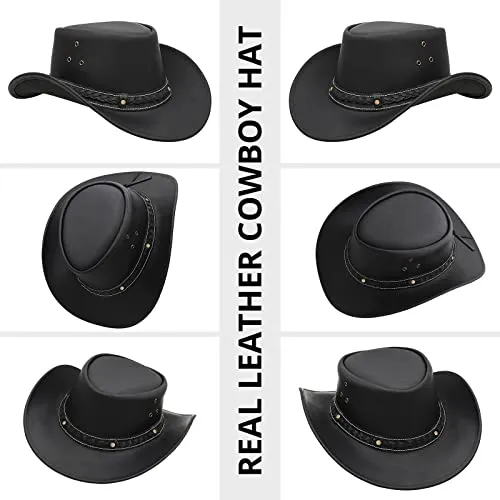 BRANDSLOCK Cowboy Hat for Men Women Lightweight Handcrafted Western Shapeable Wide Brim Durable Hat Brown (M)