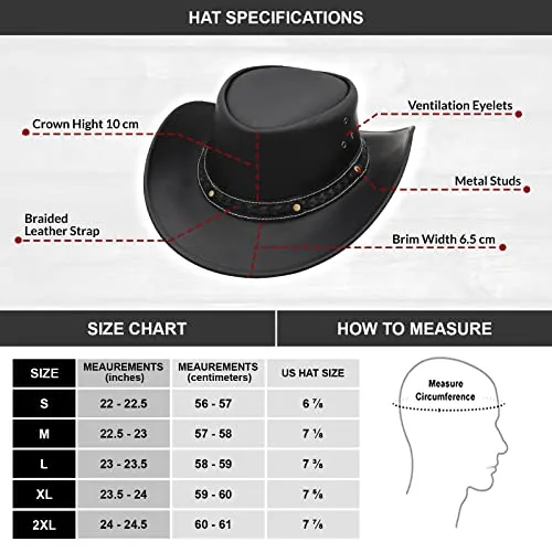 BRANDSLOCK Cowboy Hat for Men Women Lightweight Handcrafted Western Shapeable Wide Brim Durable Hat Brown (M)