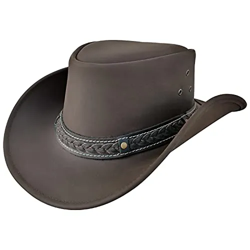 BRANDSLOCK Cowboy Hat for Men Women Lightweight Handcrafted Western Shapeable Wide Brim Durable Hat Brown (M)
