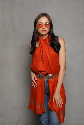 Burnt Orange Rhinestone Cashmere Wrap
