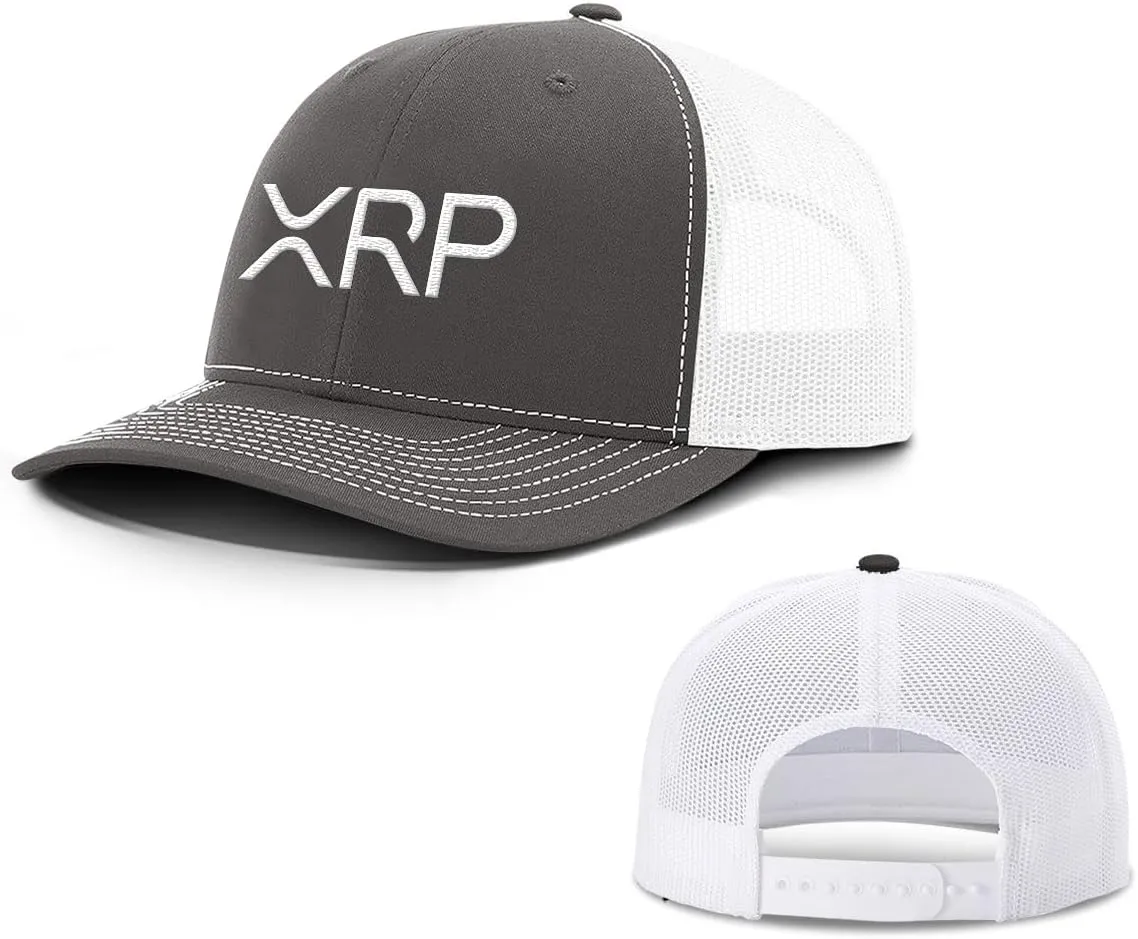 BustedTees XRP Back Mesh Hat Casual Wear Crypto Baseball Cap for Mens & Womens Breathable Mesh Adjustable Snapback Strap