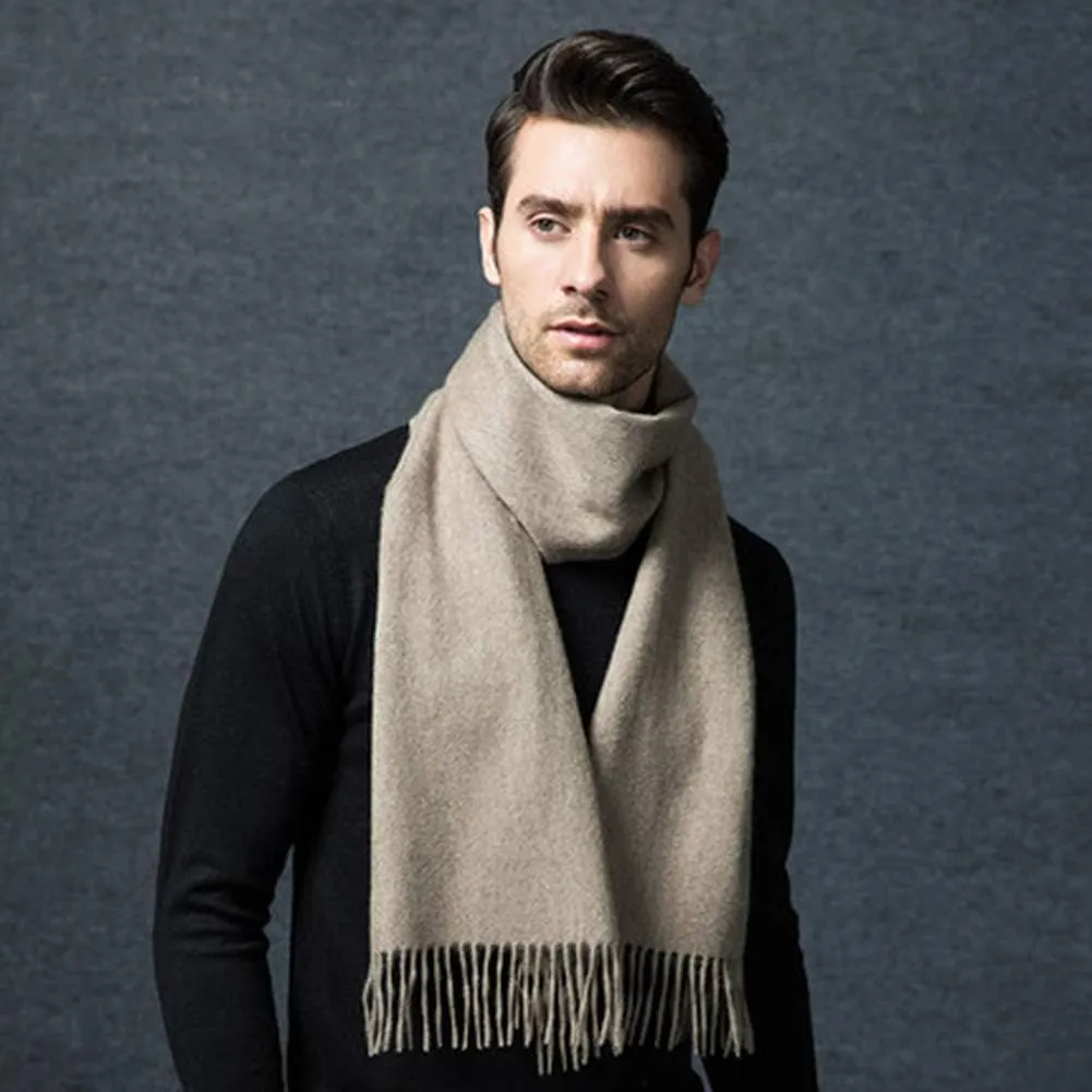 Cashmere & Wool Scarf Solid Color Thin Lightweight Scarf for Men and Women in Cold Weather with Gift Box