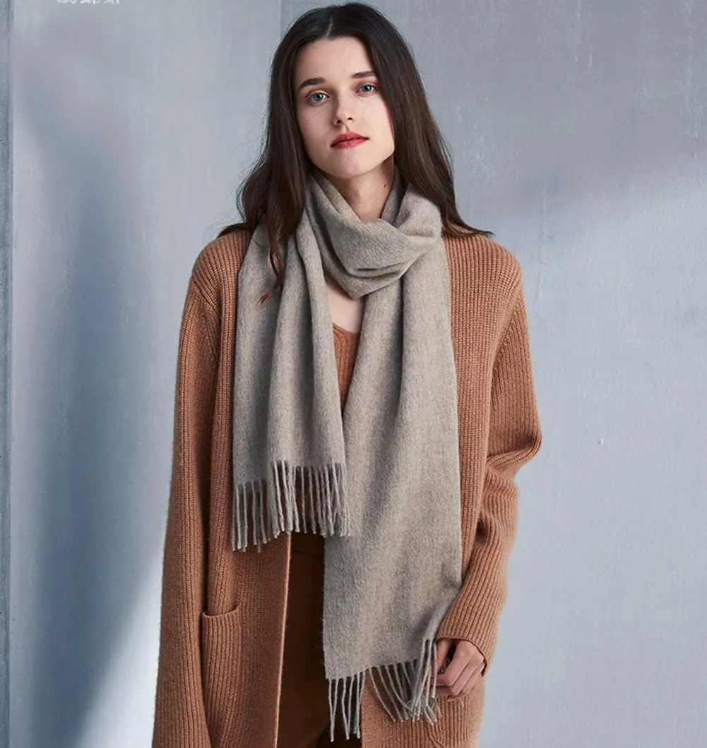 Cashmere & Wool Scarf Solid Color Thin Lightweight Scarf for Men and Women in Cold Weather with Gift Box
