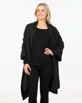 Charcoal Women's Travel Wrap in Possum Merino Wool - NE815