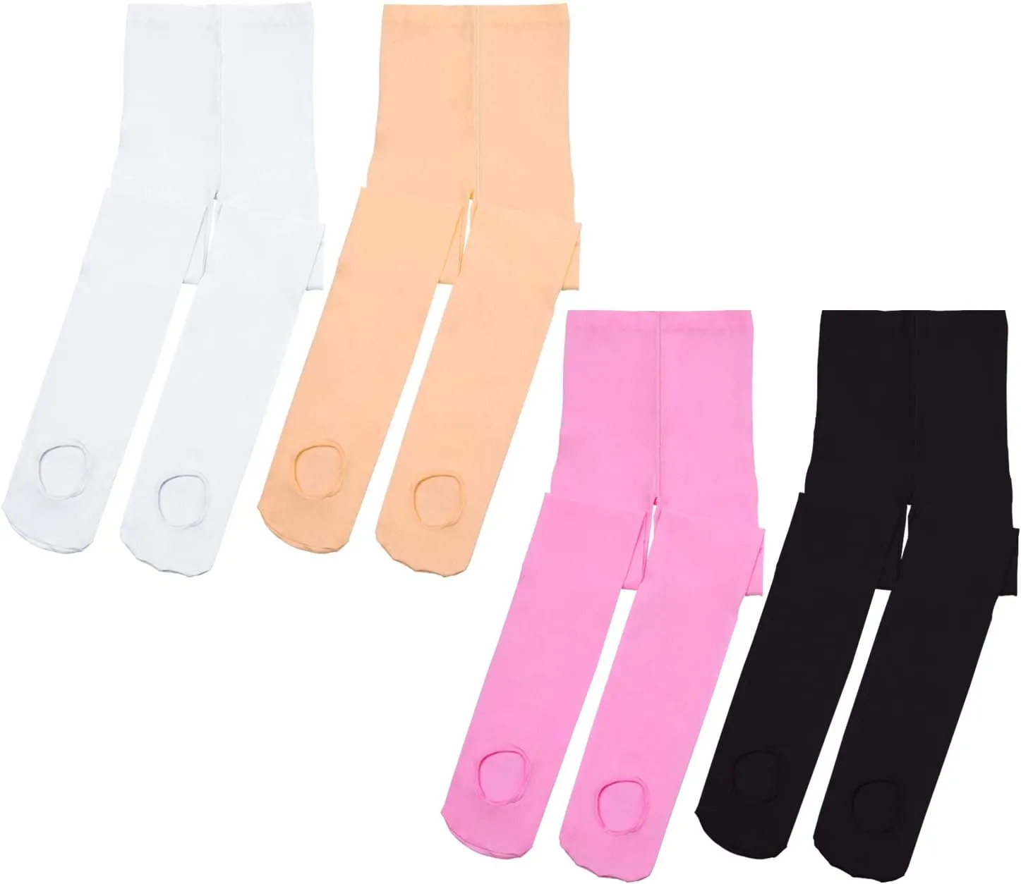 Cooraby 4 Pairs Dance Tight Footed Ballet Ultra Soft Ballet Tights for Girls,4 Colors