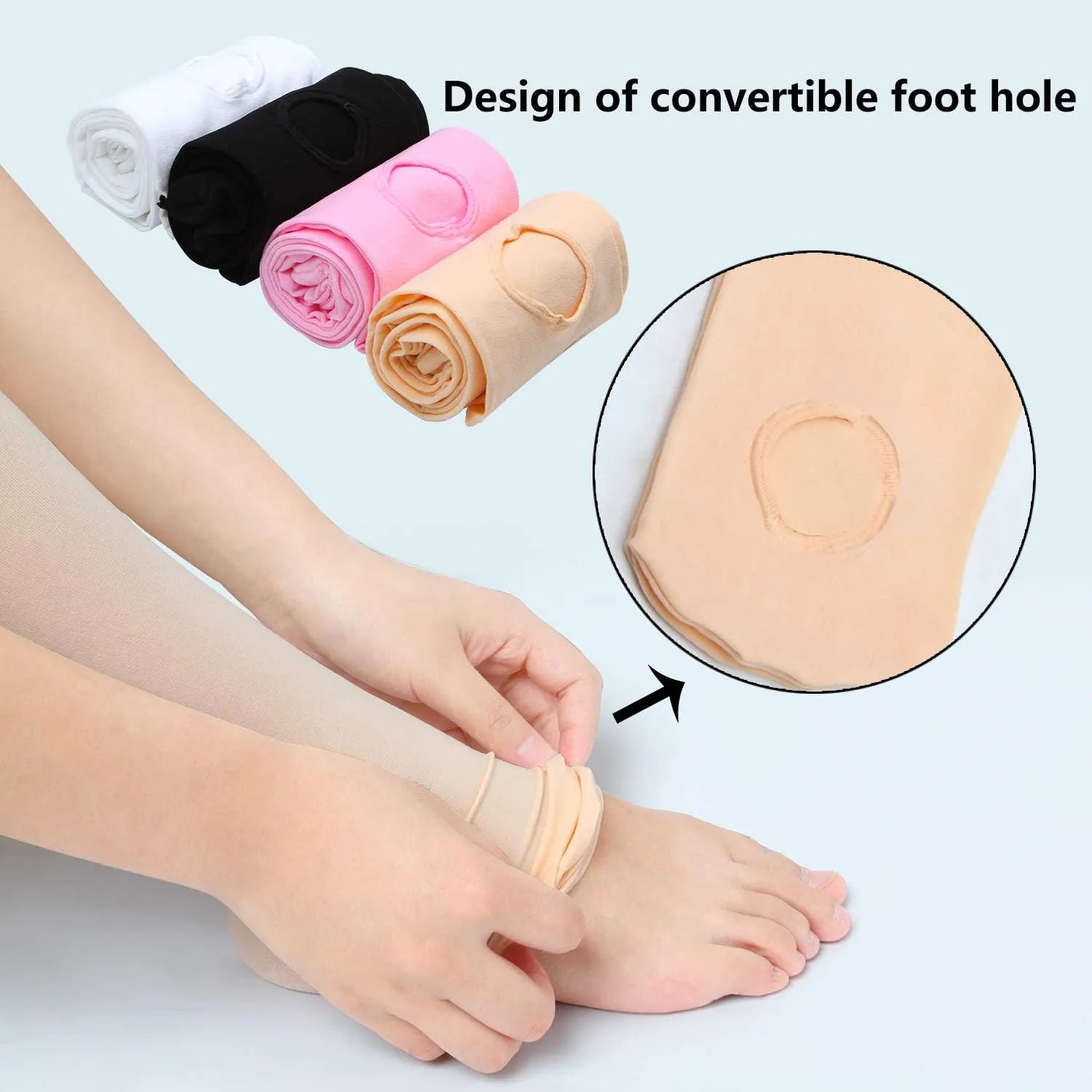 Cooraby 4 Pairs Dance Tight Footed Ballet Ultra Soft Ballet Tights for Girls,4 Colors
