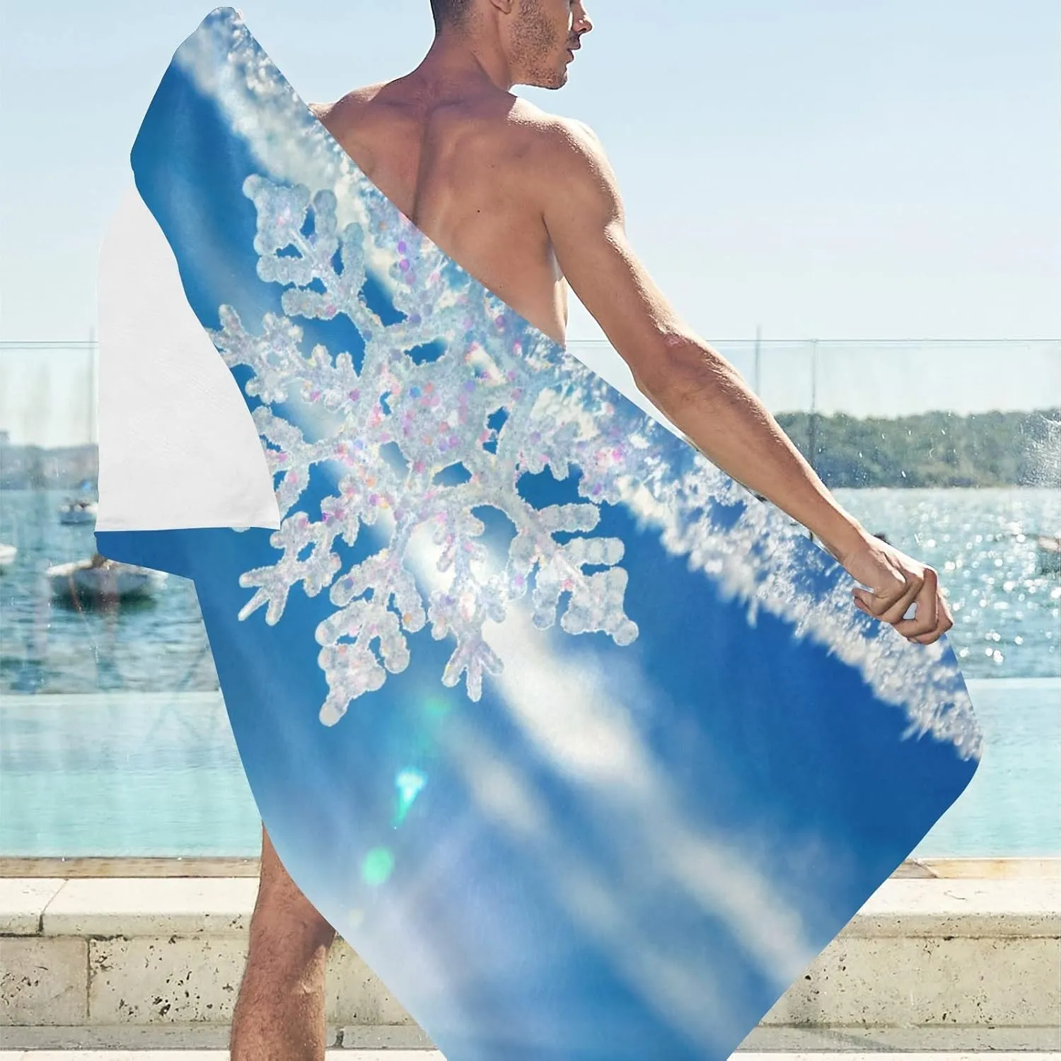 Customized Name Towel, Personalized Snowflake Beach Towel Bath Towels for Adults Teens Women Men Boys Girls, Oversized Soft Absorbent Towels for Pool Travel Swimming Bathroom 60"x30"
