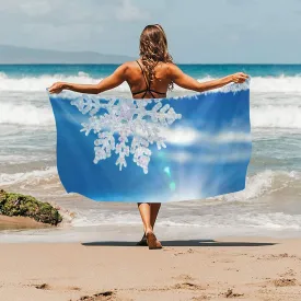 Customized Name Towel, Personalized Snowflake Beach Towel Bath Towels for Adults Teens Women Men Boys Girls, Oversized Soft Absorbent Towels for Pool Travel Swimming Bathroom 60"x30"