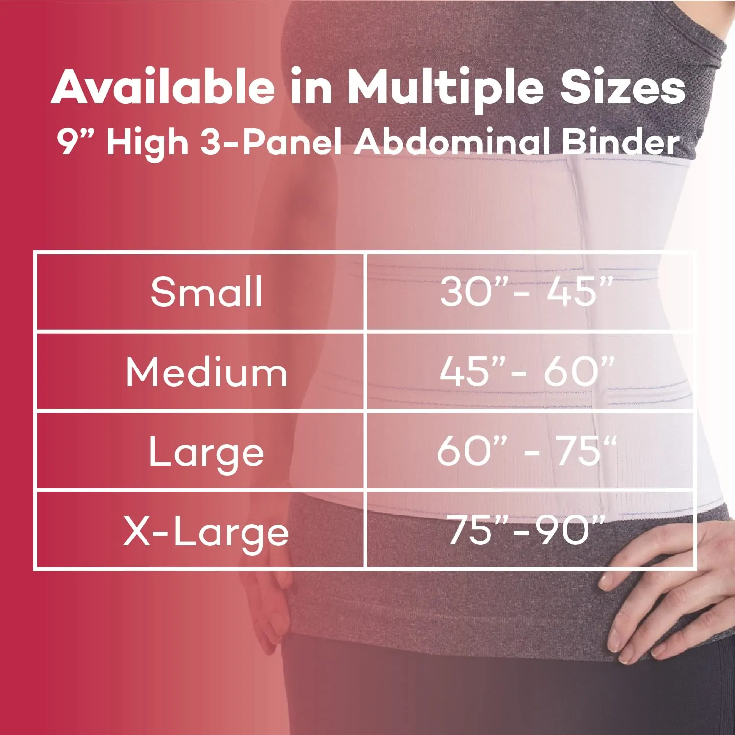 Dealmed X-Large Abdominal Binder  3-Panel, 9", 75"  90 Waist Compression Wrap, Abdominal Binder for Women and Men, Waist Support Belt to Stabilize Core and Improve Muscle Tone