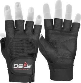 DEFY Challenge Your Fear Leather Weight Lifting Gloves Spandex Heavy Duty Gloves Padded Gym Body Building Fitness Workout