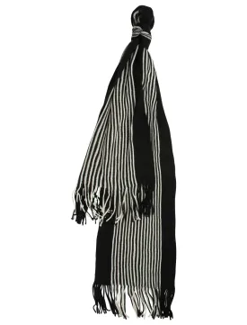 Dylan Striped Cable Knitted Scarf in Black / White