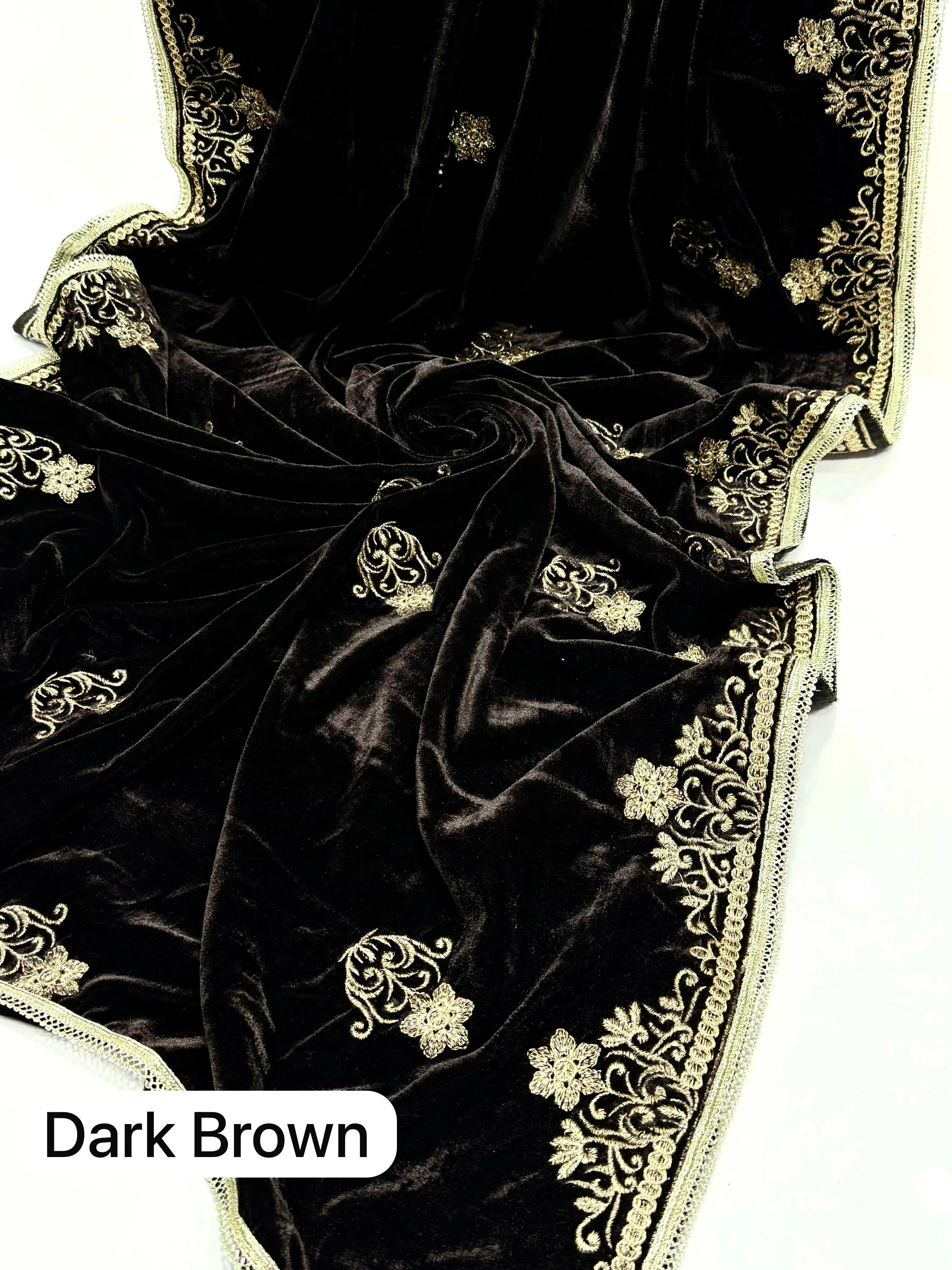 Elegant And Beautiful Velvet Shawl Machine Dark Brown