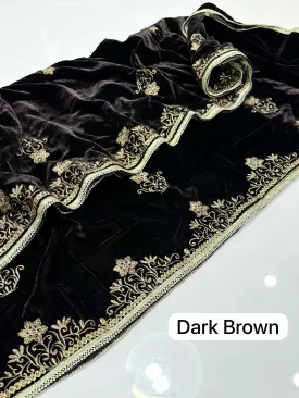 Elegant And Beautiful Velvet Shawl Machine Dark Brown