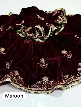 Elegant And Beautiful Velvet Shawl Maroon