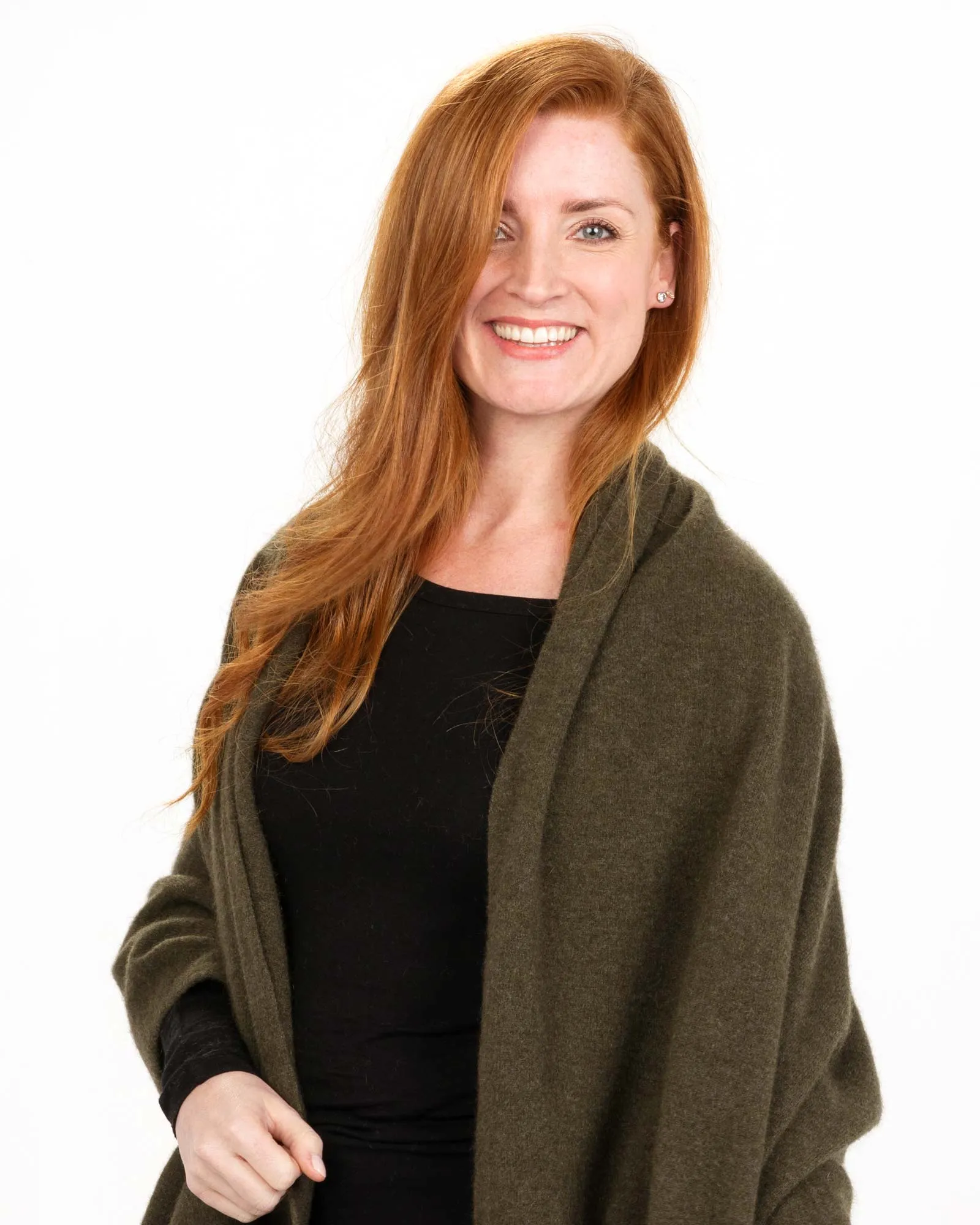 Fern Green Women's Travel Wrap in Possum Merino Wool - NE815