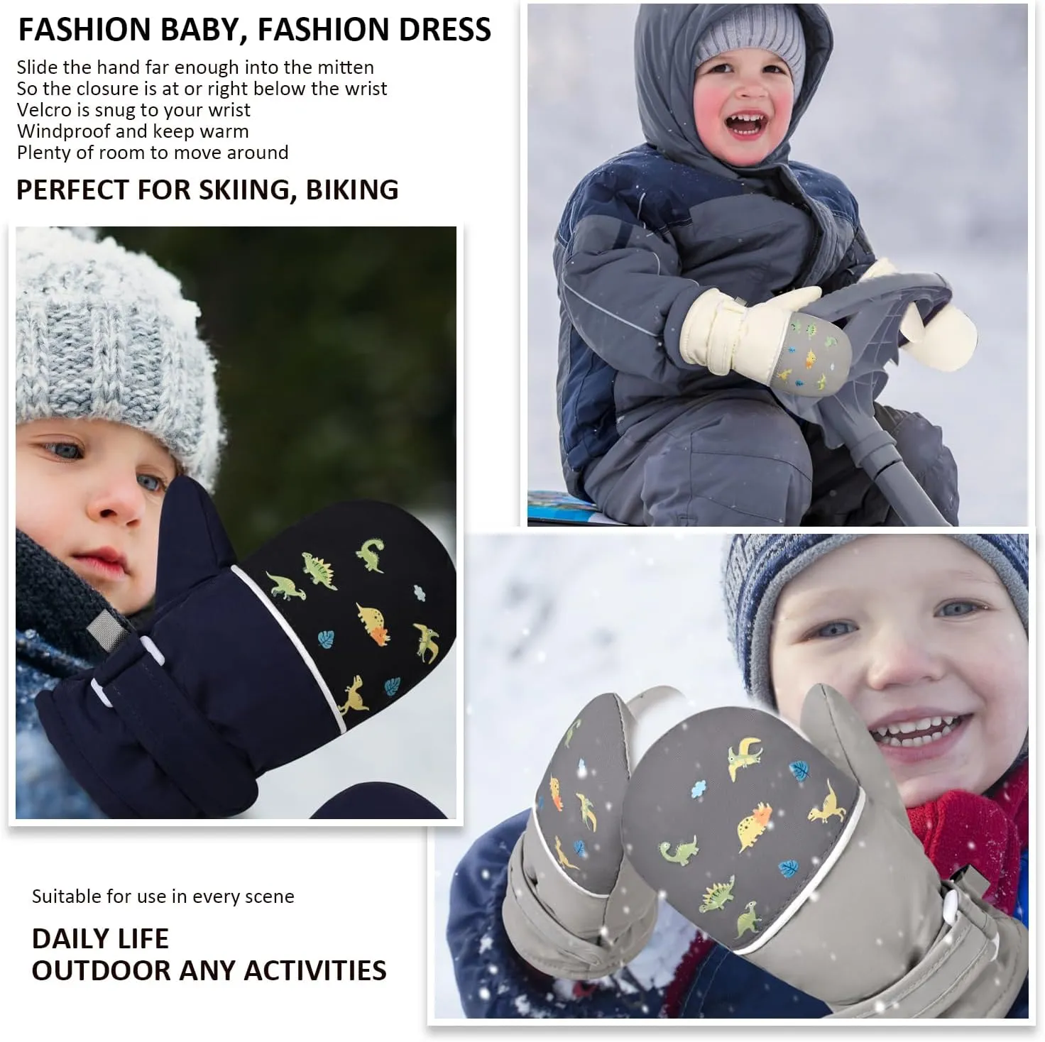 Fleece Lined Mittens for Baby Boys Girls,Infant Baby Toddler Little Kids Winter Gloves Mittens for Children