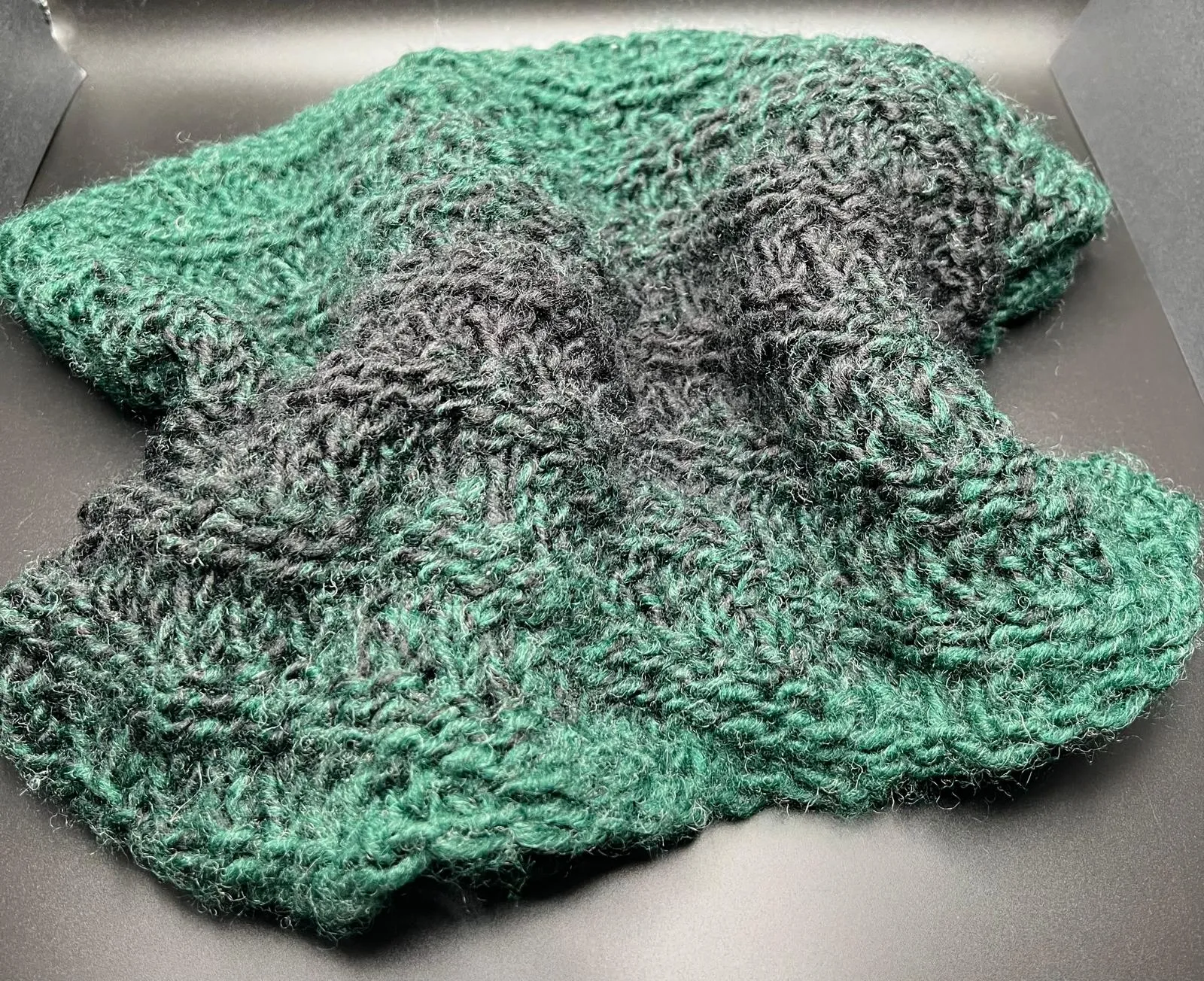 Green and Black Ombre Knit Cowl