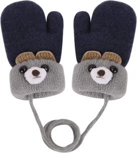 Greenery-GRE Kids Toddler Mittens with String Cartoon Winter Knit Warm Fleece Lined Snow Gloves for Baby Girls Boys 0-6 Y