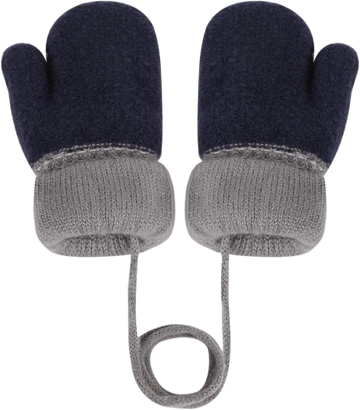 Greenery-GRE Kids Toddler Mittens with String Cartoon Winter Knit Warm Fleece Lined Snow Gloves for Baby Girls Boys 0-6 Y