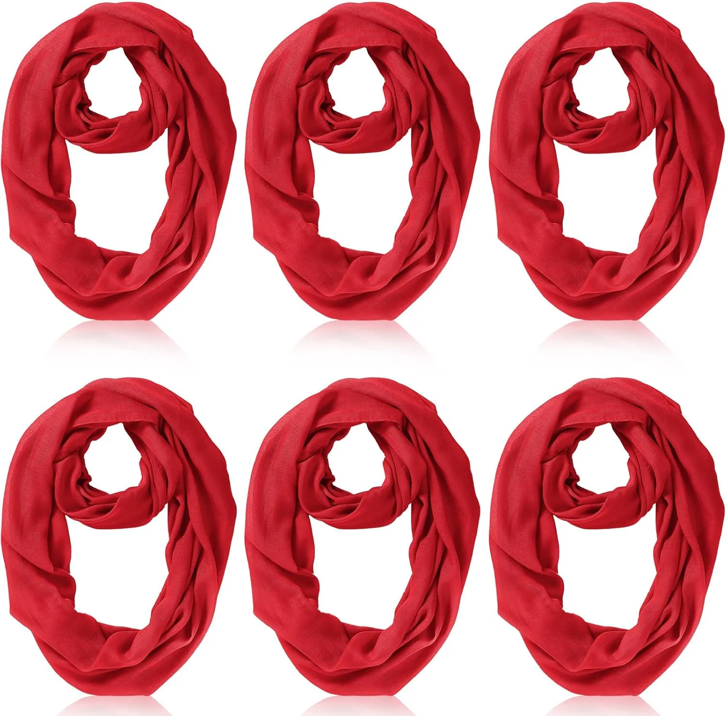 Handepo 6 Pcs Women Infinity Scarf Solid Color Lightweight Loop Scarf Winter Soft Neck Warmer for Women Men