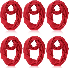 Handepo 6 Pcs Women Infinity Scarf Solid Color Lightweight Loop Scarf Winter Soft Neck Warmer for Women Men