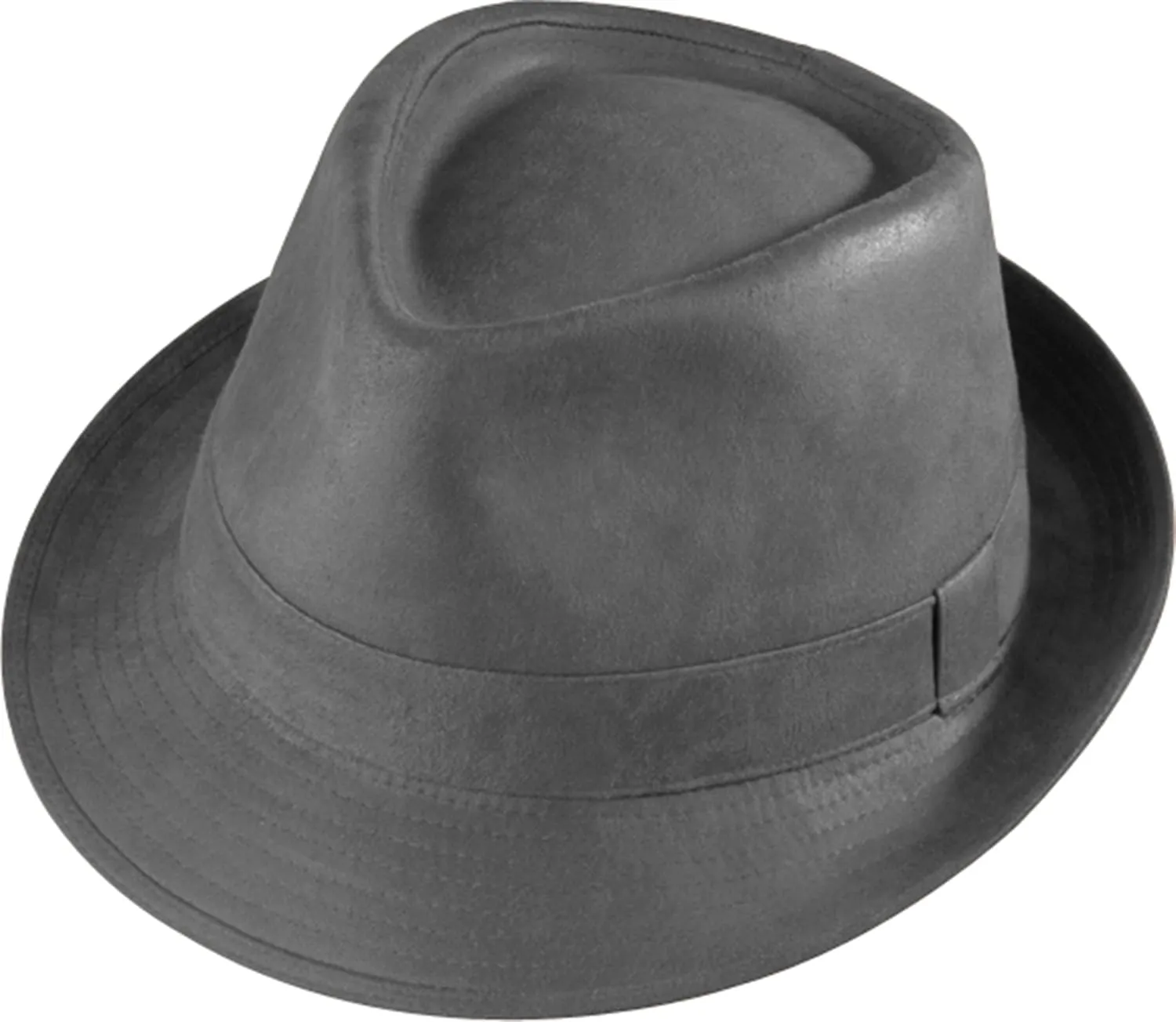 Henschel Men's Faux Ultra-Suede Leather Fedora with Satin Lining (L) Black
