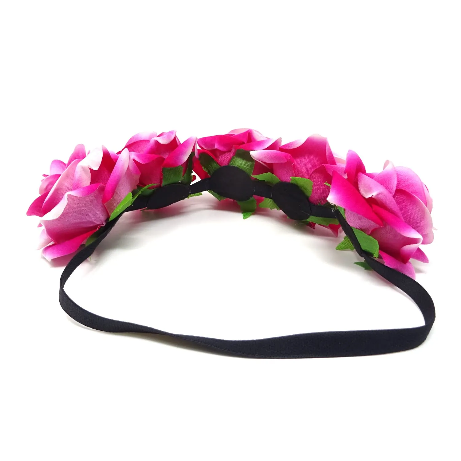 Honbay 7cm/2.76inch Rose Flower Crown Elastic Headband Hair Band Festival Hair Garland Wedding Headpieces (Dark Pink)