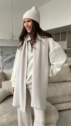 JANA KNITTED RIBBED SCARF - IVORY