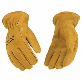 Kinco 50-KM Gloves, Kids M, Keystone Thumb, Easy-On Cuff, Suede Cowhide Leather, Gold :PR: QUANTITY: 1