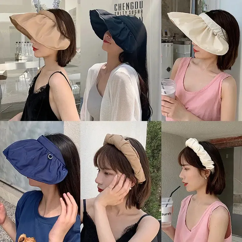 Ladies Outdoor Sun-Protect Shade Folding Headband Shell Sun Hat ($5 off 2nd one)
