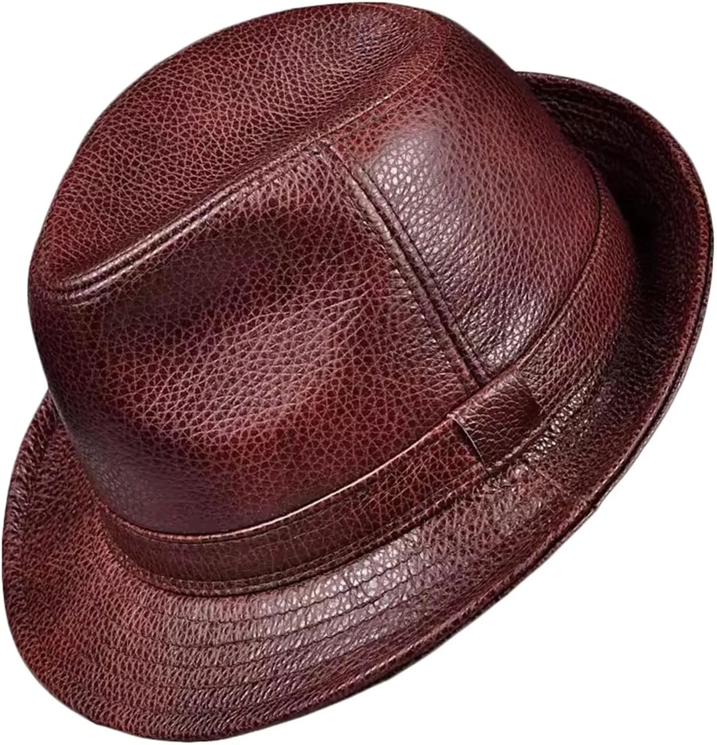Men Fedora Trilby Hat Classic Leather Panama Hat Jazz Cap Vintage Gentleman Hat Gangster Party Hat