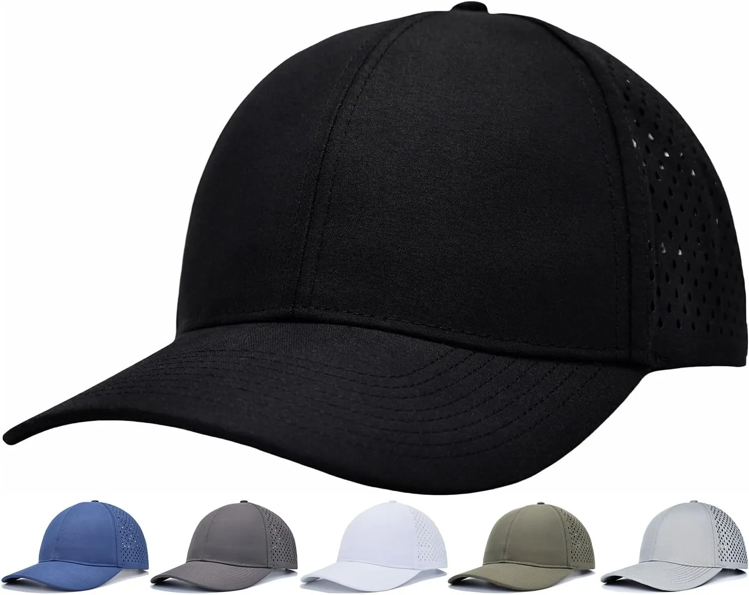 Men's Adjustable Baseball Cap(M,L,XL,XXL), Water Resistant Laser Cut Snapback Mesh Hat