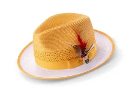 Men’s Two-Tone Fedora Hat Gold/White