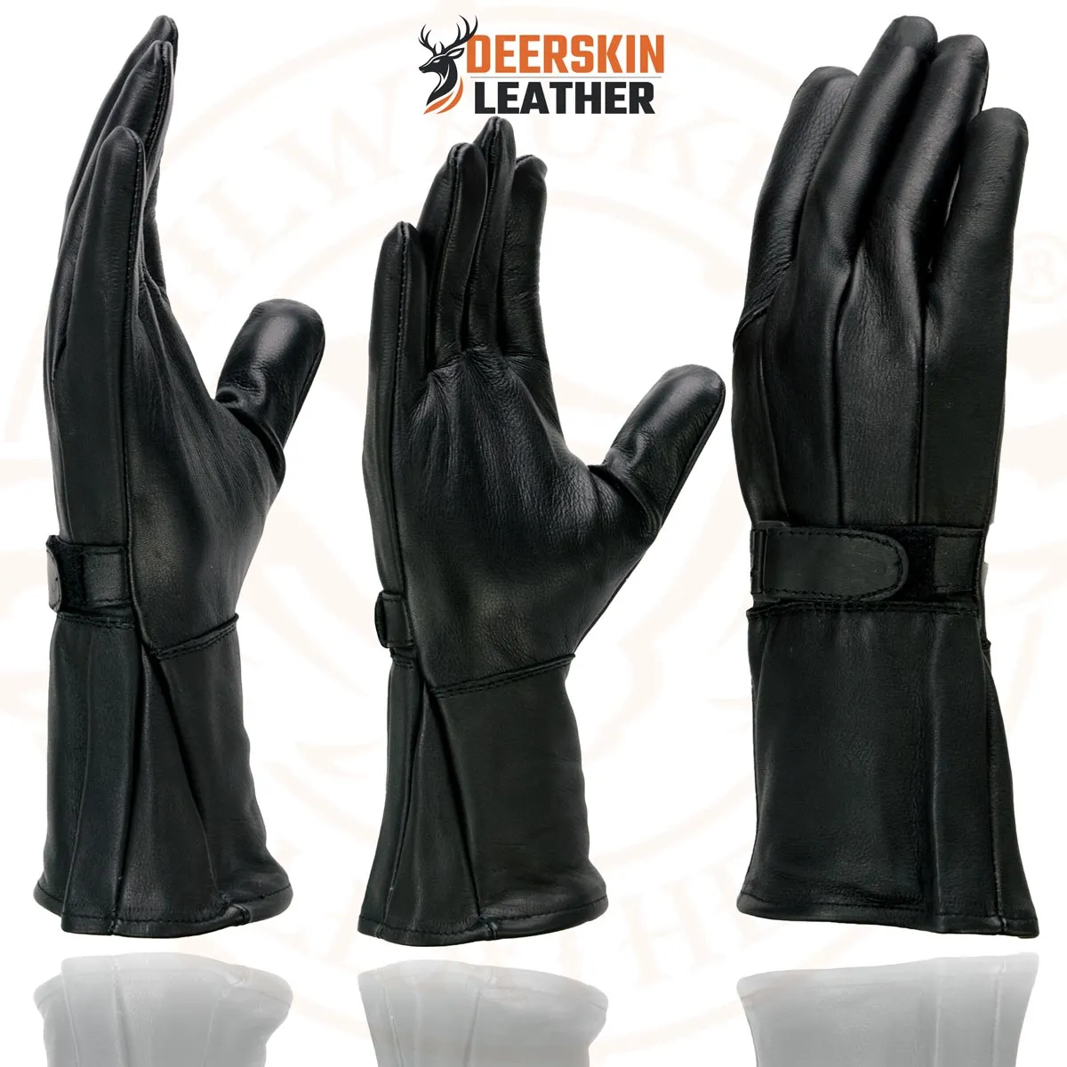 Milwaukee Leather SH864 Men's Gauntlet USA Deerskin Leather Unlined