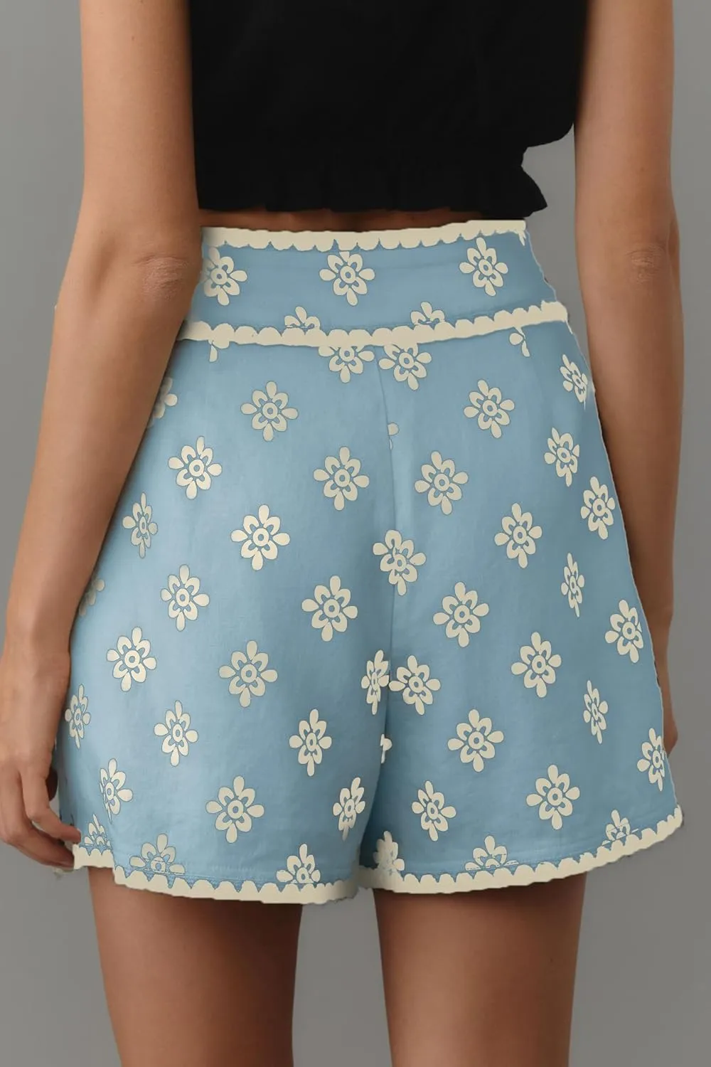 Mini Wrap Skirt Short for Women Flowy Bodycon Print Elastic Waist Fall Casual Beige Skort