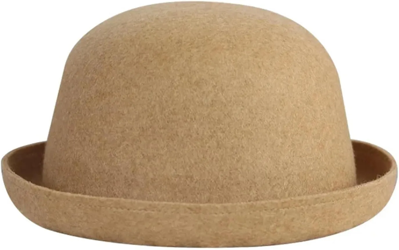 Mnjyihy Women Men Wool Dome Fedoras Hats Solid Color Jazz Cap Elegant Ladies Party Bowler Hats