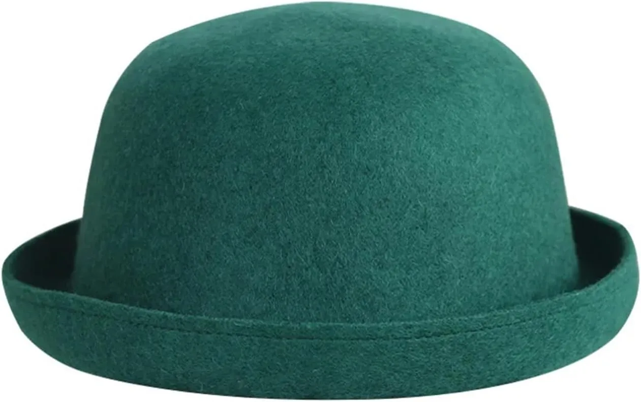 Mnjyihy Women Men Wool Dome Fedoras Hats Solid Color Jazz Cap Elegant Ladies Party Bowler Hats